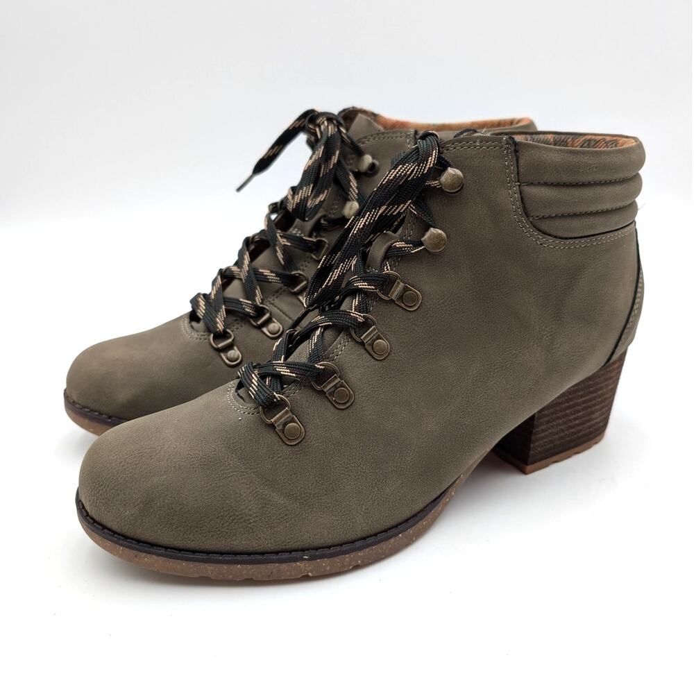 B.O.C. Alder Block Heel Hiking Boots Women's Light Gray Size US10M EU40.5
